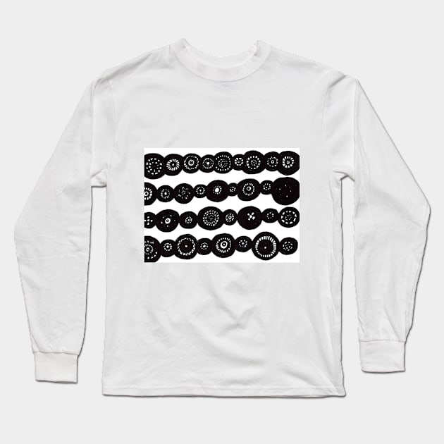 Abstract Black And White Circles Long Sleeve T-Shirt by jpartshop1